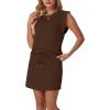 image:imageGRECERELLE 2026 Womens Summer 2 Piece Skort Set Cap Sleeve Round Neck Top amp Tennis Skirt with Pockets for Athletic amp CasualDark Coffee