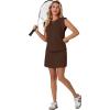 image:imageGRECERELLE 2026 Womens Summer 2 Piece Skort Set Cap Sleeve Round Neck Top amp Tennis Skirt with Pockets for Athletic amp CasualDark Coffee