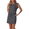 image:imageGRECERELLE 2026 Womens Summer 2 Piece Skort Set Cap Sleeve Round Neck Top amp Tennis Skirt with Pockets for Athletic amp CasualDark Gray