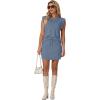 image:imageGRECERELLE 2026 Womens Summer 2 Piece Skort Set Cap Sleeve Round Neck Top amp Tennis Skirt with Pockets for Athletic amp CasualDenim Blue