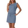 image:imageGRECERELLE 2026 Womens Summer 2 Piece Skort Set Cap Sleeve Round Neck Top amp Tennis Skirt with Pockets for Athletic amp CasualDenim Blue