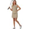 image:imageGRECERELLE 2026 Womens Summer 2 Piece Skort Set Cap Sleeve Round Neck Top amp Tennis Skirt with Pockets for Athletic amp CasualKhaki