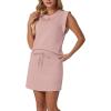 image:imageGRECERELLE 2026 Womens Summer 2 Piece Skort Set Cap Sleeve Round Neck Top amp Tennis Skirt with Pockets for Athletic amp CasualRose Pink