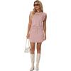 image:imageGRECERELLE 2026 Womens Summer 2 Piece Skort Set Cap Sleeve Round Neck Top amp Tennis Skirt with Pockets for Athletic amp CasualRose Pink