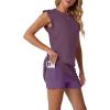 image:imageGRECERELLE 2026 Womens Summer 2 Piece Skort Set Cap Sleeve Round Neck Top amp Tennis Skirt with Pockets for Athletic amp CasualRosewood
