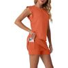 image:imageGRECERELLE 2026 Womens Summer 2 Piece Skort Set Cap Sleeve Round Neck Top amp Tennis Skirt with Pockets for Athletic amp CasualTan