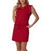 image:imageGRECERELLE 2026 Womens Summer 2 Piece Skort Set Cap Sleeve Round Neck Top amp Tennis Skirt with Pockets for Athletic amp CasualWine Red