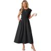 image:imageGRECERELLE Womens 2026 Spring amp Summer Cap Sleeve Vacation Casual A Line Maxi Dresses with PocketsBlack