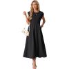 image:imageGRECERELLE Womens 2026 Spring amp Summer Cap Sleeve Vacation Casual A Line Maxi Dresses with PocketsBlack