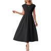 image:imageGRECERELLE Womens 2026 Spring amp Summer Cap Sleeve Vacation Casual A Line Maxi Dresses with PocketsBlack