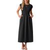 image:imageGRECERELLE Womens 2026 Spring amp Summer Cap Sleeve Vacation Casual A Line Maxi Dresses with PocketsBlack