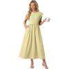 image:imageGRECERELLE Womens 2026 Spring amp Summer Cap Sleeve Vacation Casual A Line Maxi Dresses with PocketsButter Yellow