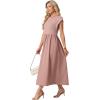 image:imageGRECERELLE Womens 2026 Spring amp Summer Cap Sleeve Vacation Casual A Line Maxi Dresses with PocketsDark Pink