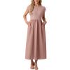 image:imageGRECERELLE Womens 2026 Spring amp Summer Cap Sleeve Vacation Casual A Line Maxi Dresses with PocketsDark Pink