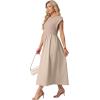 image:imageGRECERELLE Womens 2026 Spring amp Summer Cap Sleeve Vacation Casual A Line Maxi Dresses with PocketsGray Khaki