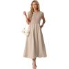 image:imageGRECERELLE Womens 2026 Spring amp Summer Cap Sleeve Vacation Casual A Line Maxi Dresses with PocketsGray Khaki