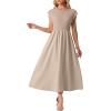 image:imageGRECERELLE Womens 2026 Spring amp Summer Cap Sleeve Vacation Casual A Line Maxi Dresses with PocketsGray Khaki