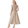 image:imageGRECERELLE Womens 2026 Spring amp Summer Cap Sleeve Vacation Casual A Line Maxi Dresses with PocketsGray Khaki