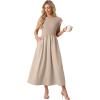 image:imageGRECERELLE Womens 2026 Spring amp Summer Cap Sleeve Vacation Casual A Line Maxi Dresses with PocketsGray Khaki