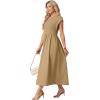 image:imageGRECERELLE Womens 2026 Spring amp Summer Cap Sleeve Vacation Casual A Line Maxi Dresses with PocketsKhaki