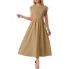 image:imageGRECERELLE Womens 2026 Spring amp Summer Cap Sleeve Vacation Casual A Line Maxi Dresses with PocketsKhaki