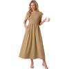 image:imageGRECERELLE Womens 2026 Spring amp Summer Cap Sleeve Vacation Casual A Line Maxi Dresses with PocketsKhaki