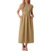 image:imageGRECERELLE Womens 2026 Spring amp Summer Cap Sleeve Vacation Casual A Line Maxi Dresses with PocketsKhaki
