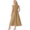 image:imageGRECERELLE Womens 2026 Spring amp Summer Cap Sleeve Vacation Casual A Line Maxi Dresses with PocketsKhaki