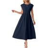 image:imageGRECERELLE Womens 2026 Spring amp Summer Cap Sleeve Vacation Casual A Line Maxi Dresses with PocketsNavy Blue