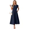 image:imageGRECERELLE Womens 2026 Spring amp Summer Cap Sleeve Vacation Casual A Line Maxi Dresses with PocketsNavy Blue