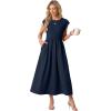image:imageGRECERELLE Womens 2026 Spring amp Summer Cap Sleeve Vacation Casual A Line Maxi Dresses with PocketsNavy Blue