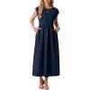 image:imageGRECERELLE Womens 2026 Spring amp Summer Cap Sleeve Vacation Casual A Line Maxi Dresses with PocketsNavy Blue
