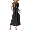 image:imageGRECERELLE Womens 2026 Spring amp Summer Cap Sleeve Vacation Casual A Line Maxi Dresses with PocketsBlack