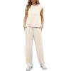 image:imageGRECERELLE 2 Piece Sets For Women Summer 2026 Outfits Lounge Sets Sleeveless Sweatsuits Wide Leg Tracksuits With PocketsApricot