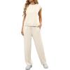 image:imageGRECERELLE 2 Piece Sets For Women Summer 2026 Outfits Lounge Sets Sleeveless Sweatsuits Wide Leg Tracksuits With PocketsApricot