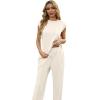 image:imageGRECERELLE 2 Piece Sets For Women Summer 2026 Outfits Lounge Sets Sleeveless Sweatsuits Wide Leg Tracksuits With PocketsApricot