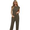 image:imageGRECERELLE 2 Piece Sets For Women Summer 2026 Outfits Lounge Sets Sleeveless Sweatsuits Wide Leg Tracksuits With PocketsArmy Green
