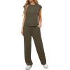 image:imageGRECERELLE 2 Piece Sets For Women Summer 2026 Outfits Lounge Sets Sleeveless Sweatsuits Wide Leg Tracksuits With PocketsArmy Green