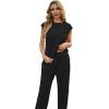 image:imageGRECERELLE 2 Piece Sets For Women Summer 2026 Outfits Lounge Sets Sleeveless Sweatsuits Wide Leg Tracksuits With PocketsBlack