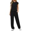 image:imageGRECERELLE 2 Piece Sets For Women Summer 2026 Outfits Lounge Sets Sleeveless Sweatsuits Wide Leg Tracksuits With PocketsBlack