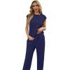 image:imageGRECERELLE 2 Piece Sets For Women Summer 2026 Outfits Lounge Sets Sleeveless Sweatsuits Wide Leg Tracksuits With PocketsDark Blue