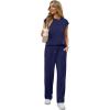 image:imageGRECERELLE 2 Piece Sets For Women Summer 2026 Outfits Lounge Sets Sleeveless Sweatsuits Wide Leg Tracksuits With PocketsDark Blue