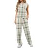 image:imageGRECERELLE 2 Piece Sets For Women Summer 2026 Outfits Lounge Sets Sleeveless Sweatsuits Wide Leg Tracksuits With PocketsFpbeige Red Plaid