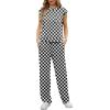 image:imageGRECERELLE 2 Piece Sets For Women Summer 2026 Outfits Lounge Sets Sleeveless Sweatsuits Wide Leg Tracksuits With PocketsFpwhite Black Plaid