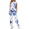 image:imageGRECERELLE 2 Piece Sets For Women Summer 2026 Outfits Lounge Sets Sleeveless Sweatsuits Wide Leg Tracksuits With PocketsFpwhite Ink Blue