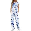 image:imageGRECERELLE 2 Piece Sets For Women Summer 2026 Outfits Lounge Sets Sleeveless Sweatsuits Wide Leg Tracksuits With PocketsFpwhite Ink Blue