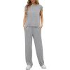 image:imageGRECERELLE 2 Piece Sets For Women Summer 2026 Outfits Lounge Sets Sleeveless Sweatsuits Wide Leg Tracksuits With PocketsGrey