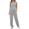 image:imageGRECERELLE 2 Piece Sets For Women Summer 2026 Outfits Lounge Sets Sleeveless Sweatsuits Wide Leg Tracksuits With PocketsGrey