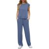 image:imageGRECERELLE 2 Piece Sets For Women Summer 2026 Outfits Lounge Sets Sleeveless Sweatsuits Wide Leg Tracksuits With PocketsHaze Blue