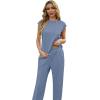 image:imageGRECERELLE 2 Piece Sets For Women Summer 2026 Outfits Lounge Sets Sleeveless Sweatsuits Wide Leg Tracksuits With PocketsHaze Blue